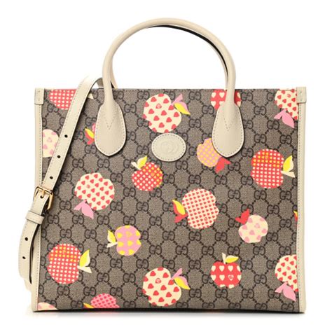 gucci les pommes tote|GUCCI GG Supreme Monogram Textured Calfskin .